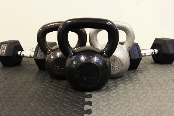 Kettlebells and dumbbells